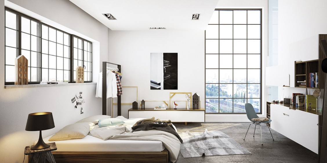 Sypialnia w tonacji off-white - kolor Lotos